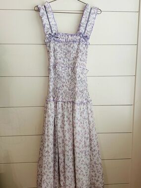 Rosie Posie Floral Smocked Maxi Dress in Lavender